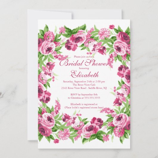 Invitation Jolie Fête de l'mariée rose (Devant)