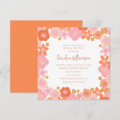 Invitation Jolie Fête de Mariage avec Bordure Florale Rose et (Devant / Derrière)