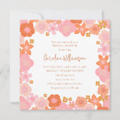 Invitation Jolie Fête de Mariage avec Bordure Florale Rose et (Devant)