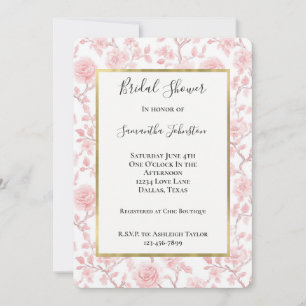 Invitation Jolie Fête de Mariage Fleurs de Roses Roses