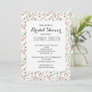 Invitation Jolie Fête de Mariage Florale aux Roses Roses