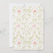 Invitation Jolie Fête de Mariage Florale Rose Vert (Dos)