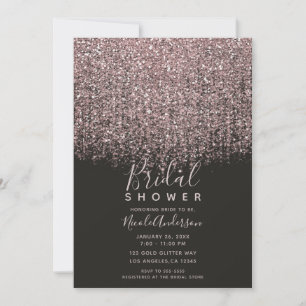 Invitation Jolie Fête de Mariage Rose Pailleté Noir