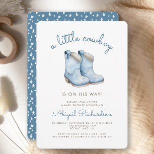 Invitation Jolie Fête de Naissance du Petit Cowboy Bleu