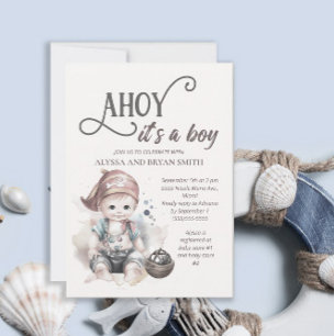 Invitation Jolie Fête de Naissance Pirate C'est un Garçon