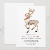 Invitation Jolie fête de Noël Cartoon Reindeer (Devant / Derrière)
