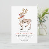 Invitation Jolie fête de Noël Cartoon Reindeer (Debout devant)
