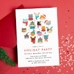 Invitation Jolie fête de Noël Chats Fête<br><div class="desc">Invités Invitations à votre fête de Noël en style avec nos mignons invitations de fête des chats de Noël. Les invitations de la fête ont un cercle de chats mignons portant des chapeaux de Père Noël, des casquettes d'hiver, des foulards et des chandails dans des couleurs rouge et turquoise. Personnalisez...</div>