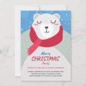 Invitation Jolie fête de Noël de l'ours polaire d'hiver (Devant)