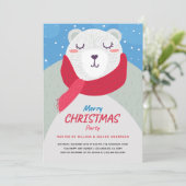 Invitation Jolie fête de Noël de l'ours polaire d'hiver (Debout devant)