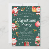 Invitation Jolie fête de Noël du Père Noël Rouge (Devant)