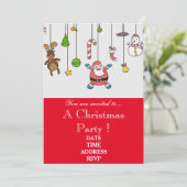 Invitation Jolie fête de Noël Père Noël (Debout devant)