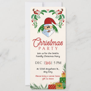 Invitation Jolie fête de Noël Père Noël Festive Élégant flora