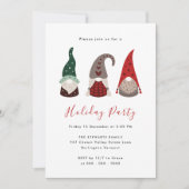 Invitation Jolie fête de Noël rouge et verte Gnome (Devant)