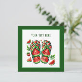 Invitation Jolie fête de plage à flip flop de pastèque (Debout devant)