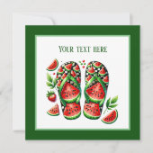 Invitation Jolie fête de plage à flip flop de pastèque (Devant)