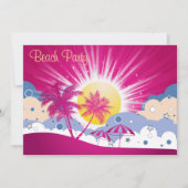 Invitation Jolie fête de plage rose (Devant)