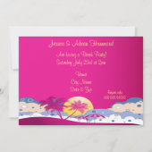 Invitation Jolie fête de plage rose (Dos)