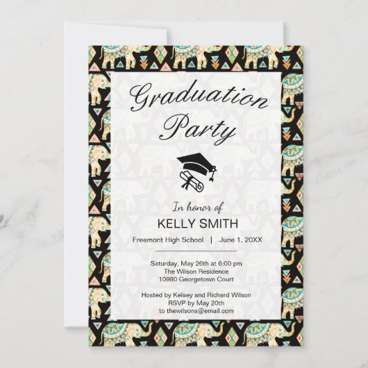 Invitation Jolie fête de remise des diplômes des éléphants in (Devant)