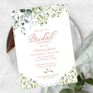 Invitation Jolie fête de thé de mariage avec verdure d'eucaly