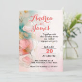 Invitation Jolie fête d'engagement floral (Debout devant)