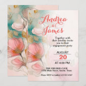 Invitation Jolie fête d'engagement floral (Devant / Derrière)