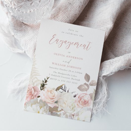 Invitation Jolie fête d'engagement pour le Blush & White Flow