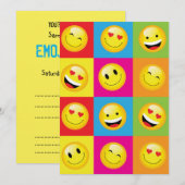 Invitation Jolie fête des enfants Emoji visage Emoticon (Devant / Derrière)