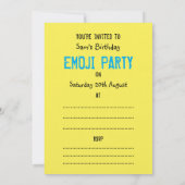 Invitation Jolie fête des enfants Emoji visage Emoticon (Dos)