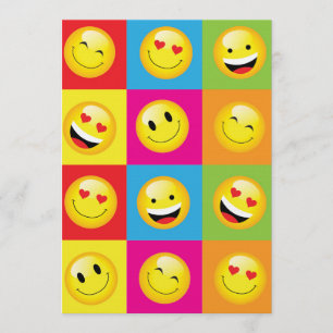 Invitation Jolie fête des enfants Emoji visage Emoticon