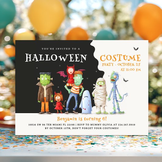 Invitation Jolie fête des enfants Halloween