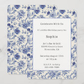 Invitation Jolie Fête des Fleurs Bleues (Devant / Derrière)