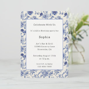 Invitation Jolie Fête des Fleurs Bleues