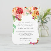 Invitation Jolie Fête des mariées Automne Floral Moderne Aqua (Debout devant)