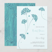 Invitation Jolie Fête des mariées aux fleurs turquoise (Devant / Derrière)