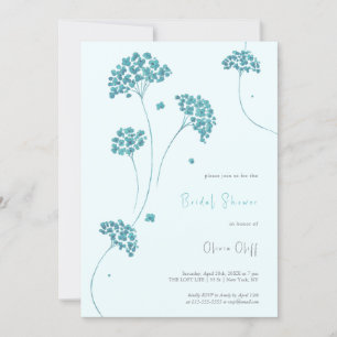 Invitation Jolie Fête des mariées aux fleurs turquoise