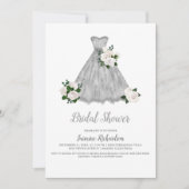 Invitation Jolie Fête des mariées blanche et argentée (Devant)