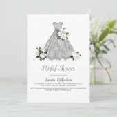 Invitation Jolie Fête des mariées blanche et argentée (Debout devant)