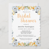 Invitation Jolie Fête des mariées Boho Gris Pêche Florale (Devant)