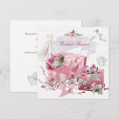 Invitation Jolie Fête des mariées Cadeaux Roses Blancs Fleurs (Devant / Derrière)