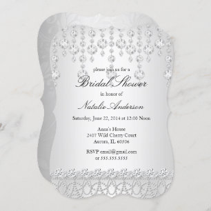 Invitation Jolie Fête des mariées Crystal gris argenté blanc