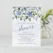 Invitation Jolie Fête des mariées d'aquarelle bleu foncé (Debout devant)