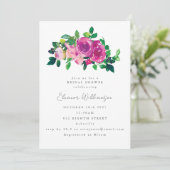 Invitation Jolie Fête des mariées d'aquarelle Magenta (Debout devant)