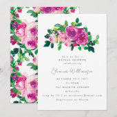 Invitation Jolie Fête des mariées d'aquarelle Magenta (Devant / Derrière)