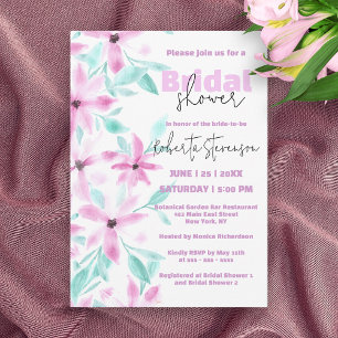 Invitation Jolie Fête des mariées d'aquarelle rose pâle