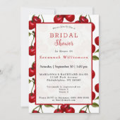 Invitation Jolie Fête des mariées d'aquarelle rouge cerise (Devant)