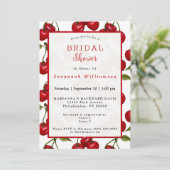 Invitation Jolie Fête des mariées d'aquarelle rouge cerise (Debout devant)