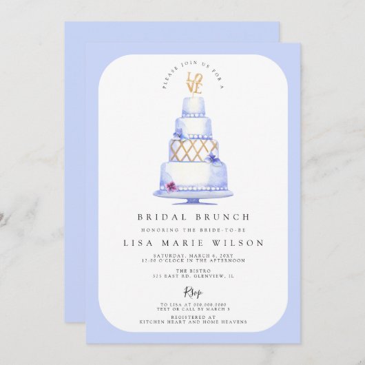 Invitation Jolie Fête des mariées de Brunch de mariée de gâte (Devant / Derrière)