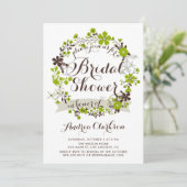 Invitation Jolie Fête des mariées de couronne de fleurs rose (Debout devant)