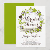 Invitation Jolie Fête des mariées de couronne de fleurs rose (Devant / Derrière)